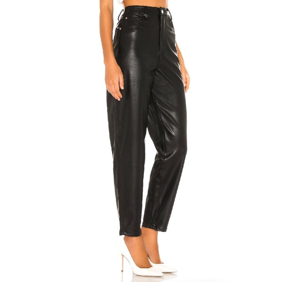 NEW WEWOREWHAT REVOLVE BLACK VEGAN LEATHER PANTS - Picture 4 of 9